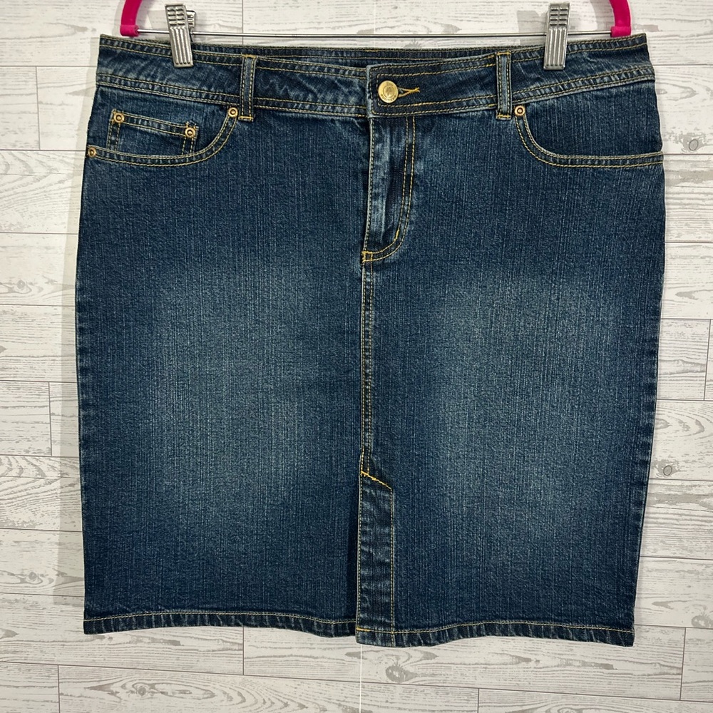 Lilly Pulitzer Denim Jean Pencil Skirt Knee-Length Size 12